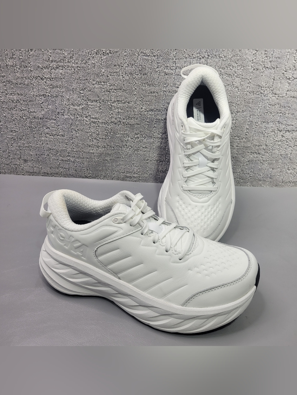 Hoka One One Bondi SR Wide Women's US 6.5D White Leather Running Sneakers - Picture 4 of 10